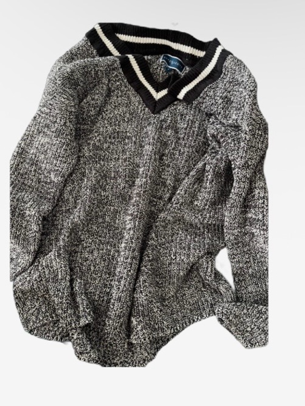 Women’s Black & White Marled V-Neck Sweater